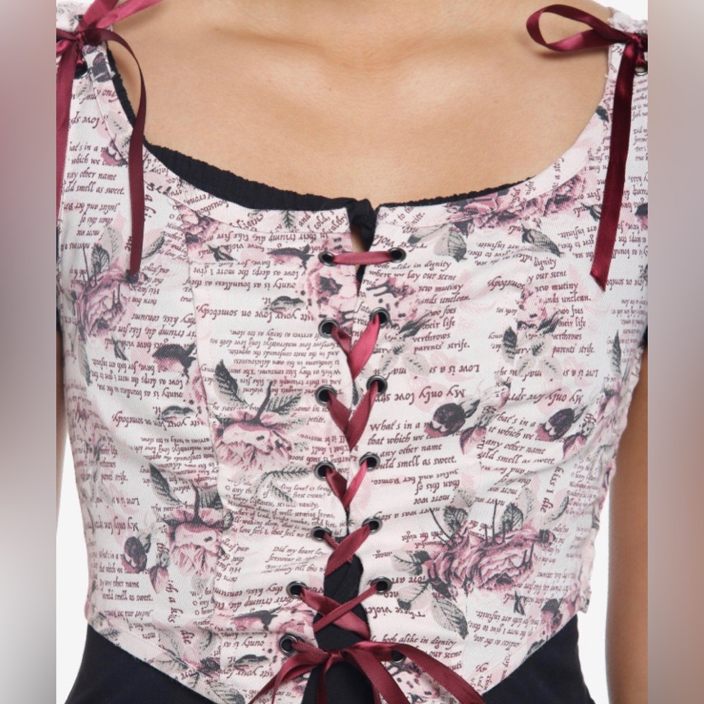 Girls Rose Pattern Corset Lace Up Top